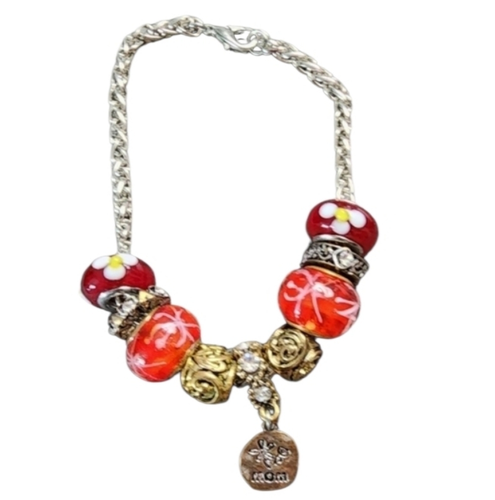 Red and Gold Charm Bracelet